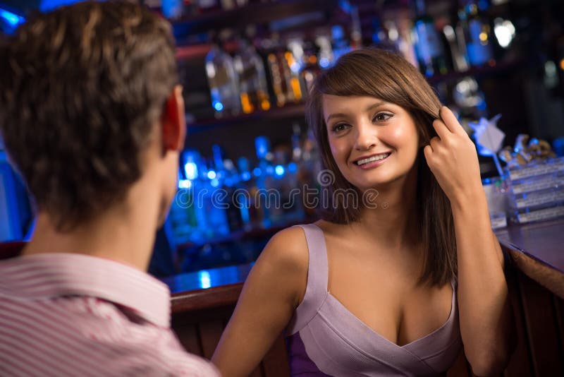 Portrait of a nice woman at the bar