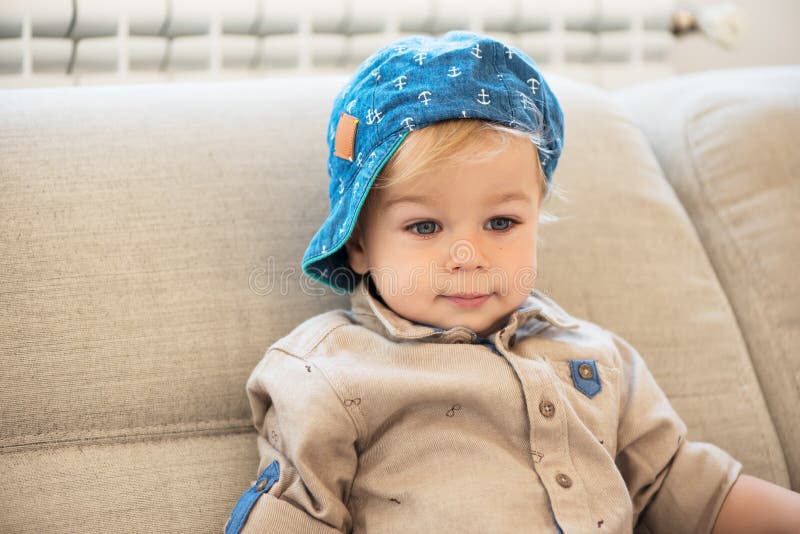 Portrait of Nicely Dressed Little Boy with Blue Eyes Stock Image ...
