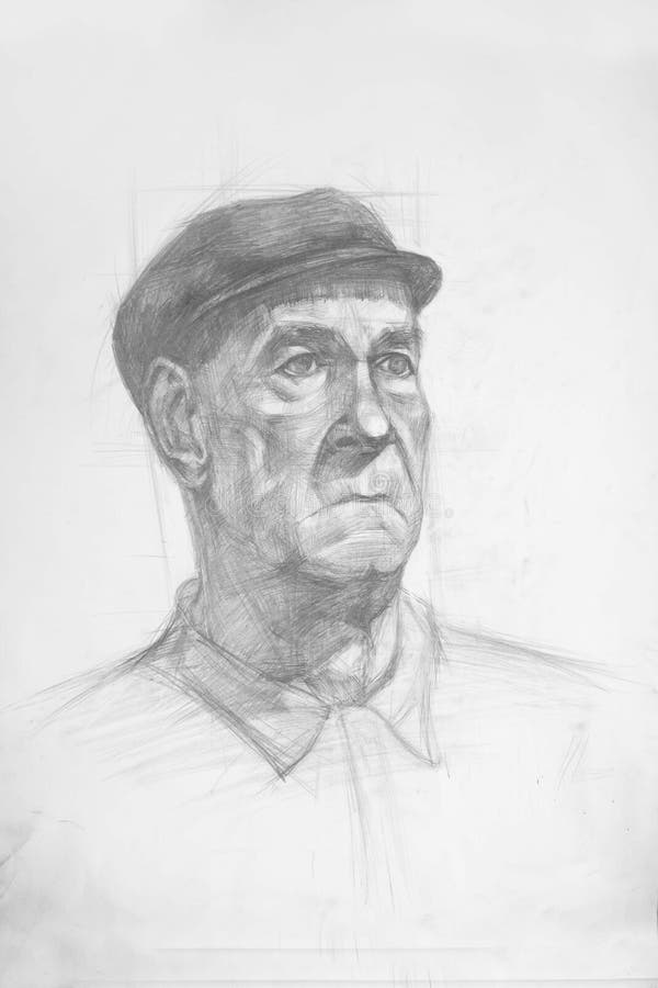 Portrait of old of the man in a cap