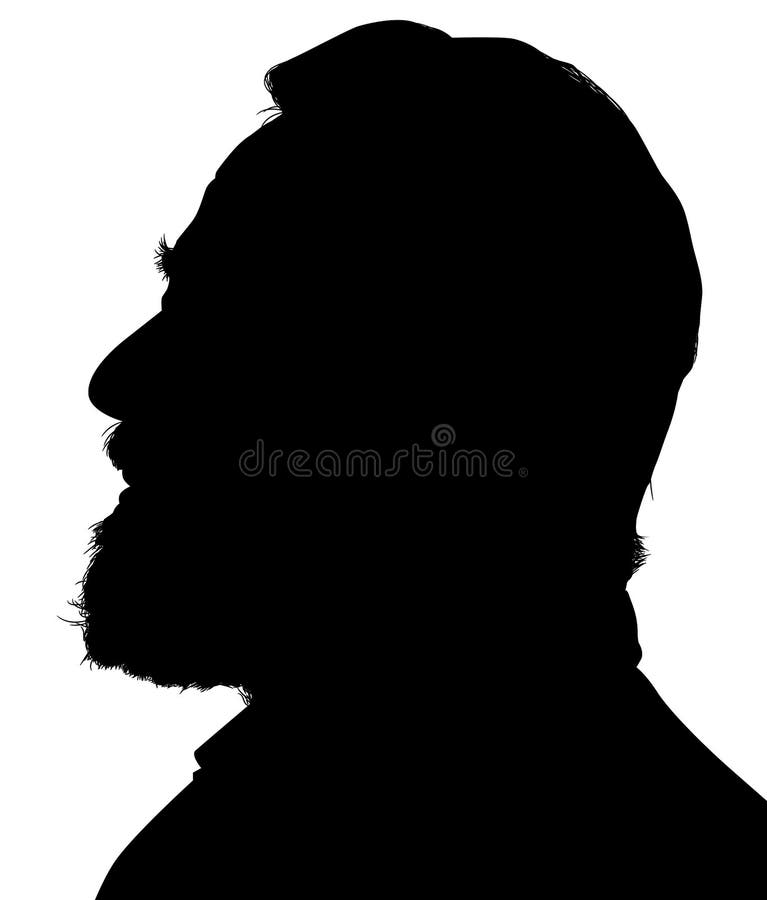 Portrait of an old man, senior from the side. Silhouette.