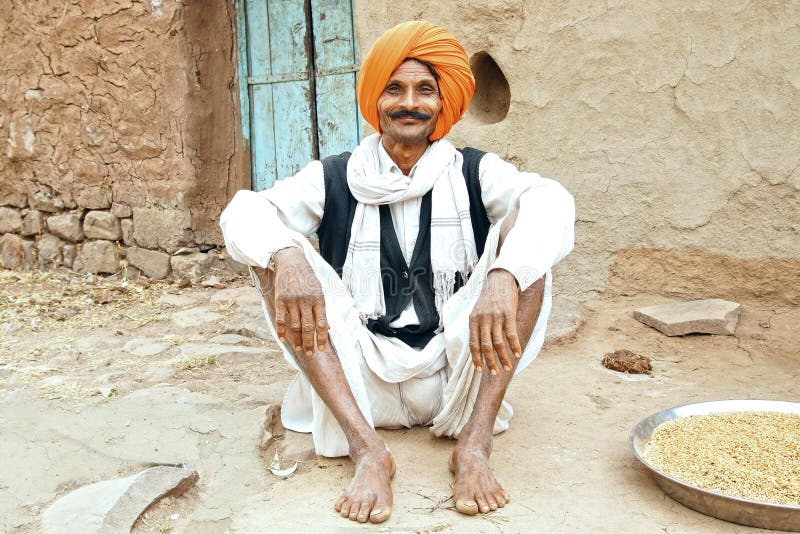 Portrait of old man in turban. Mandu, India