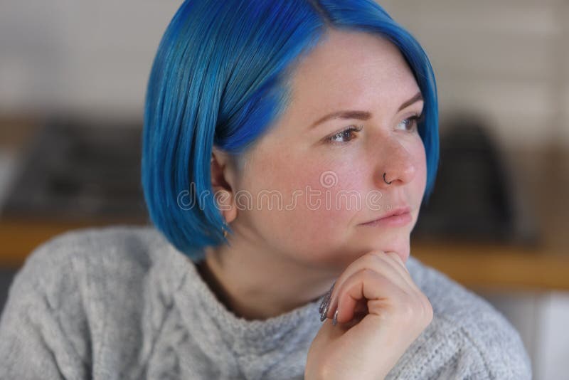3. Middle-aged woman with dyed blue hair - wide 2