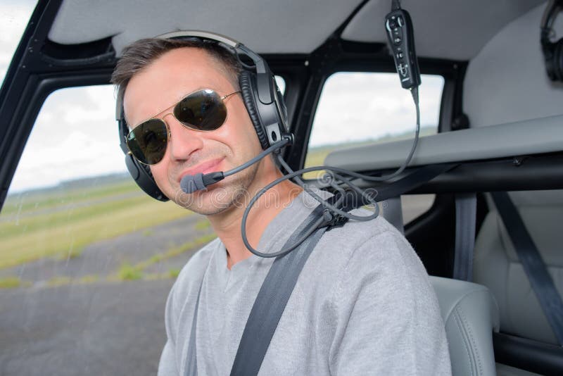 Portrait Pilot Wearing Sunglasses Stock Photo Image of tinted