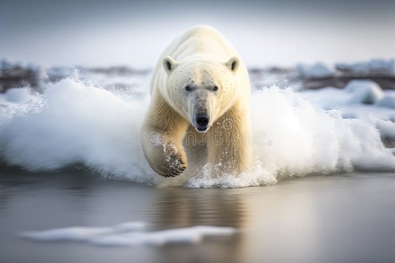 Portrait of a Polar Bear in Natural Habitat, Generative Ai Stock Image
