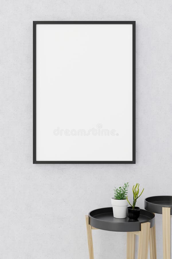 Portrait Poster Frame Mockup on the Concrete Cement Wall Minimalism
