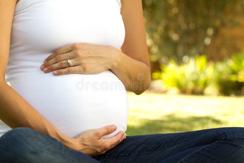 Happy Pregnant Woman Outside In Nature Stock Photo Image Of