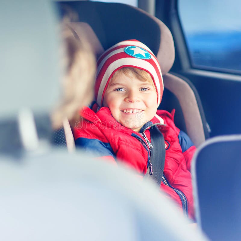 Portrait Of Preschool Kid Boy Sitting In Car Stock Image - Image of