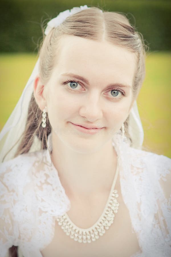 Portrait of pretty bride stock image. Image of joyful - 12370785