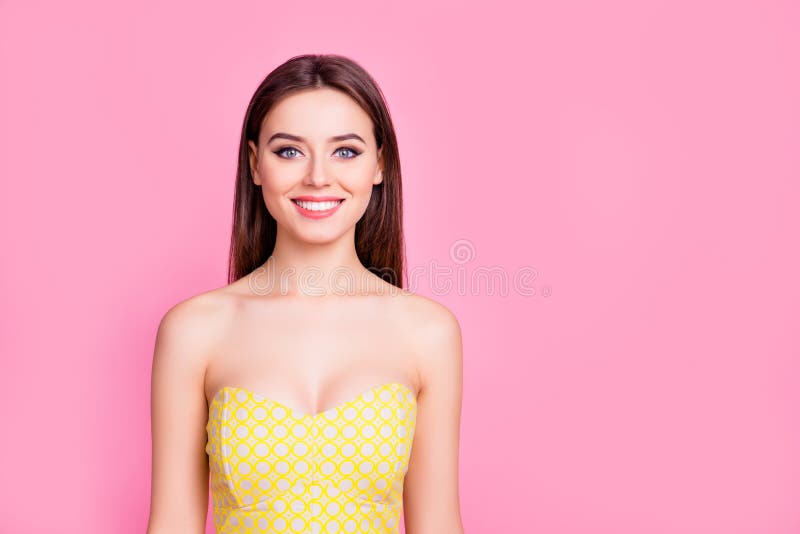 Portrait Of Charming Pretty With Beaming Smile Lady Stock Image Image Of Girl Background