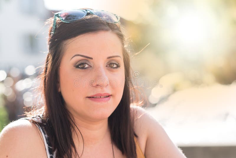 Portrait of Pretty Young Woman Looking at the Camera, Light Effect