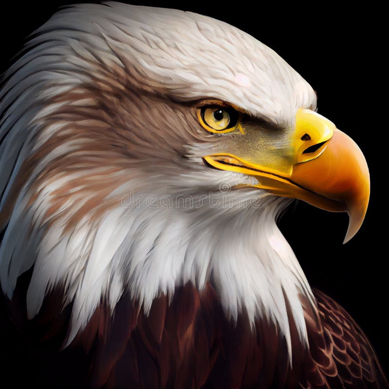Portrait of a Proud American Eagle. AI Generated Stock Illustration