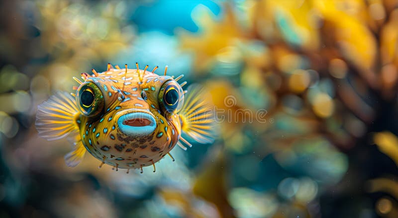 Portrait of a puffer fish stock photo. Image of life - 335204466