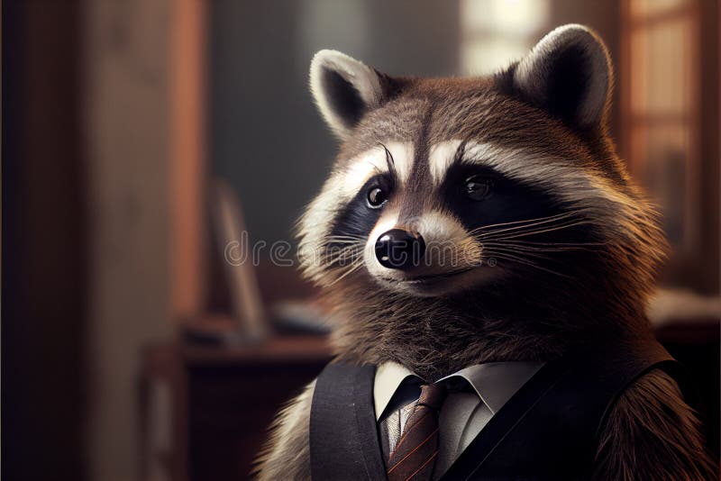 Portrait of a Raccoon Dressed in a Formal Business Suit. Stock ...
