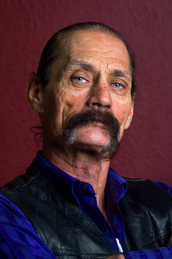 Portrait of a Rough and Distinguished Man with a Thick Mustache royalty free stock photos Portrait of a Rough and Distinguished Man with a Thick Mustache royalty free stock photos