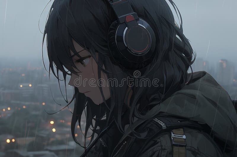 Download Anime Wallpaper Music Listening Royalty-Free Stock