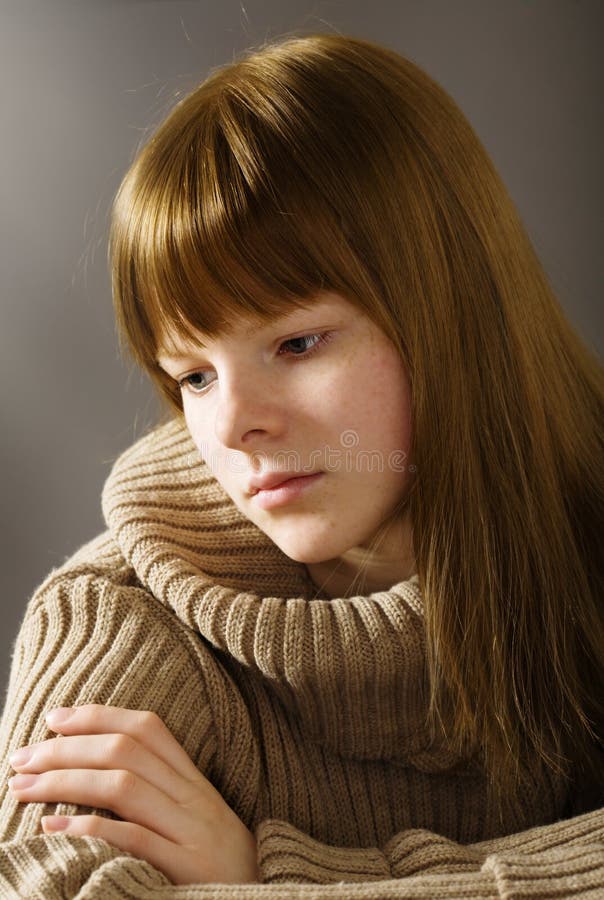 Sad teenage girl closeup stock photo. Image of adolescence - 14889994