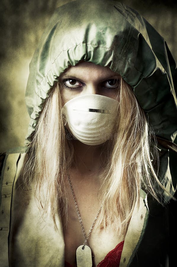 Portrait of Sad woman in breathing mask royalty free stock images Portrait of Sad woman in breathing mask royalty free stock images