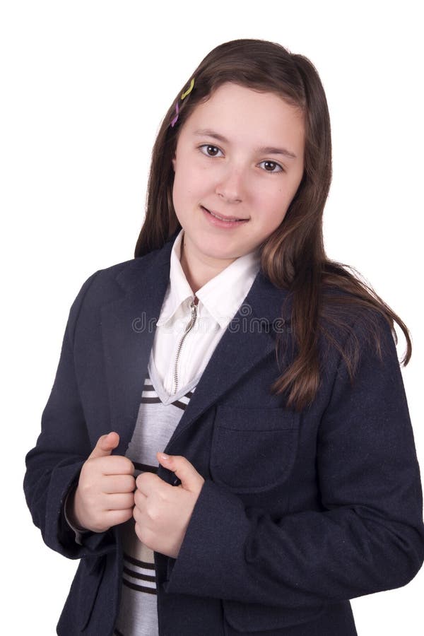 Portrait of School Girl with Uniform Stock Image - Image of smile ...