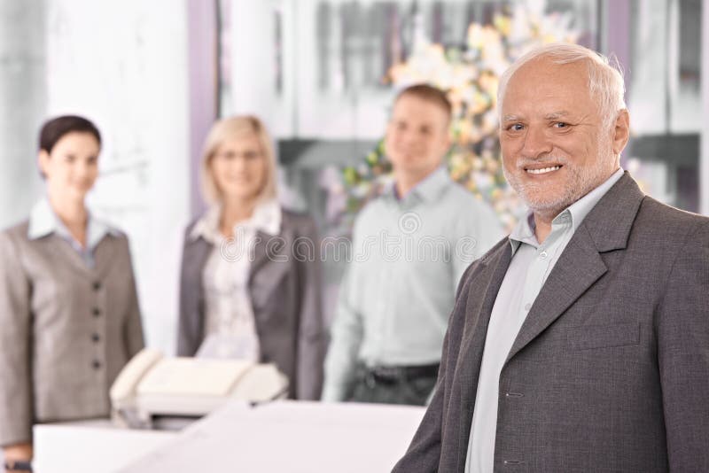 Portrait of senior executive businessman with team stock photography Portrait of senior executive businessman with team stock photography