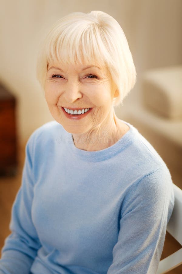 Portrait of Senior Female that Keeping Smile on Her Face Stock Image ...