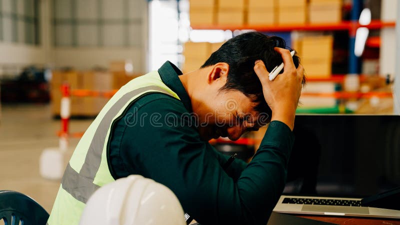 Portrait of serious male warehouse supervisor assigning work