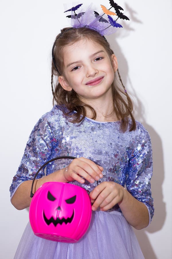 Portrait of a Seven-year-old Girl in a Bat Costume. Stock Photo - Image ...