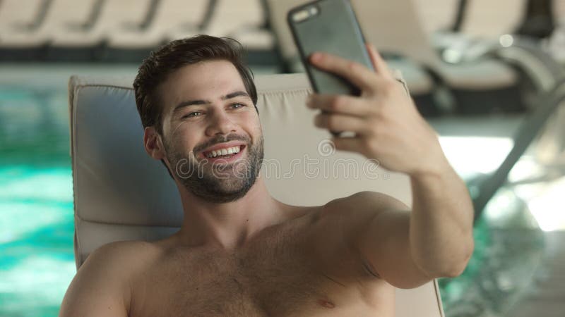 Portrait of Man Posing for Live Video Near Pool. Funny Guy in Making Selfie  Stock Photo - Image of male, luxury: 195159086