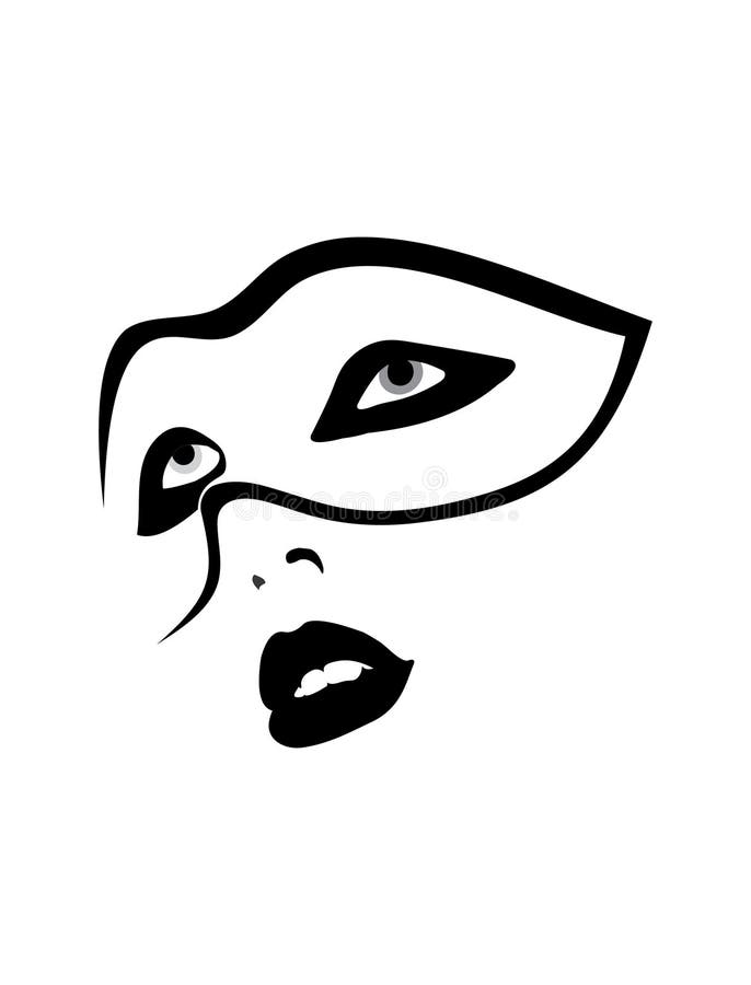 Portrait of woman in party mask vector illustration Portrait of woman in party mask vector illustration