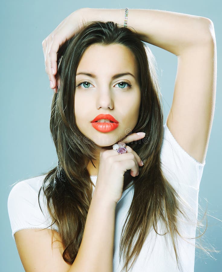 Portrait of Woman Customer Service Worker, Call Center Smiling O Stock 