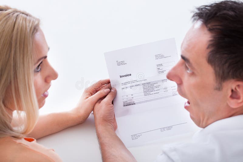 Portrait of shocked couple stock image