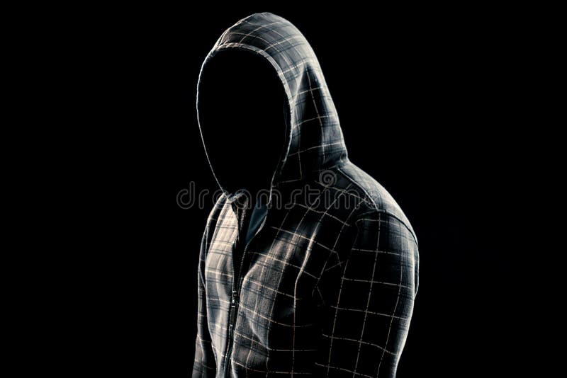 Portrait, Silhouette of a Man in a Hood on a Black Background, His Face is  Not Visible. the Concept of a Criminal, Incognito, Stock Photo - Image of  hooligan, hood: 157846782