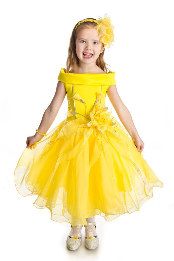 Portrait of Singing Little Girl in Princess Dress Stock Image - Image ...