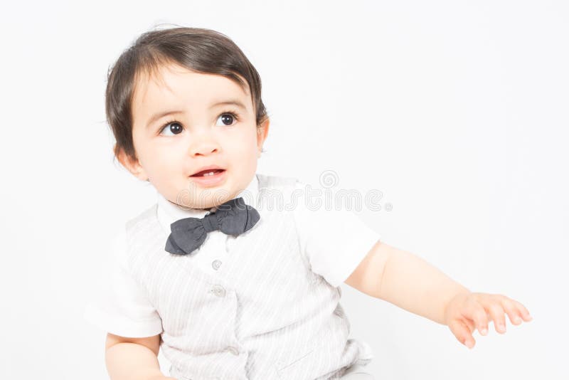 Smart and Handsome Boy with Bow Tie Isolated White Background Stock ...