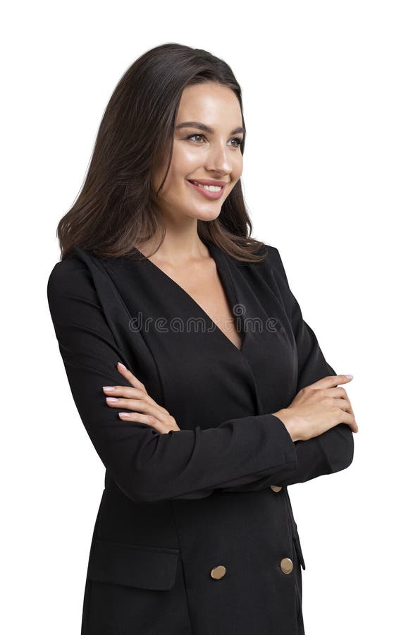 Portrait of Smiling Attractive Business Woman in Crossed Arms Pose Worn ...