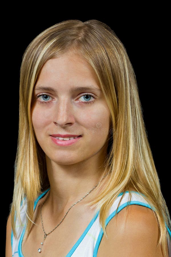 Portrait of Smiling Blond Girl Isolated