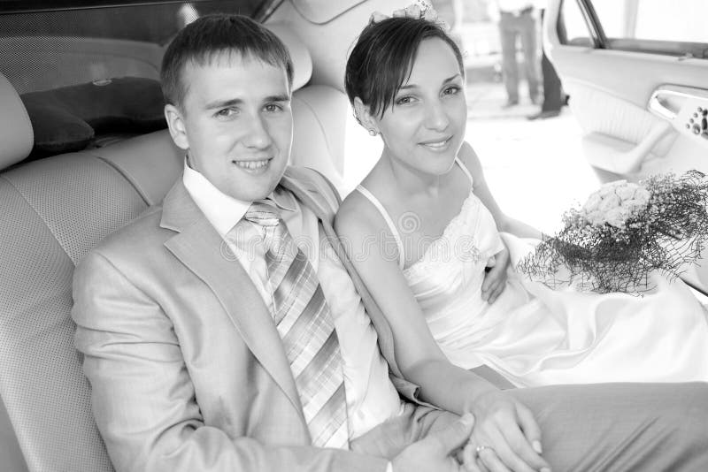 Portrait smiling groom and bride