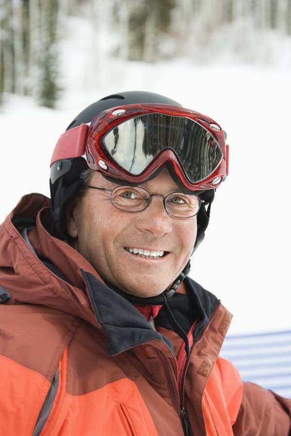 Portrait of Smiling Male Skier stock images