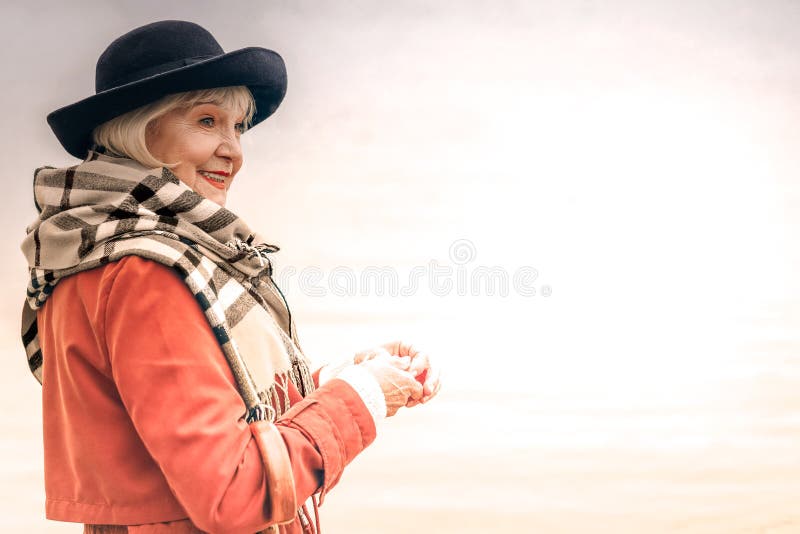 Portrait of a smiling senior woman on the walk stock images Portrait of a smiling senior woman on the walk stock images