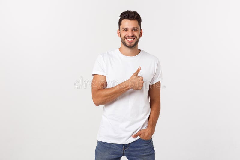 Portrait of Smiling Young Man in a White T-shirt Isolated on White  Background. Stock Photo - Image of fresh, caucasian: 164570158