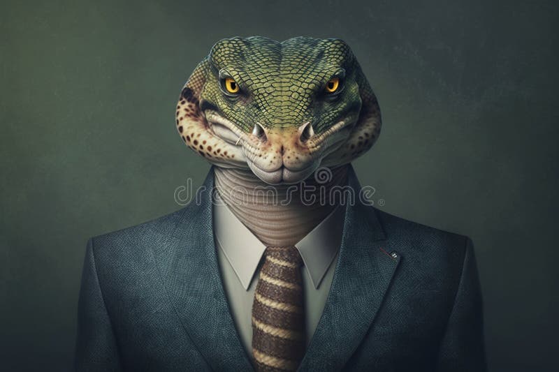 Portrait of Snake in a Business Suit Stock Illustration - Illustration ...