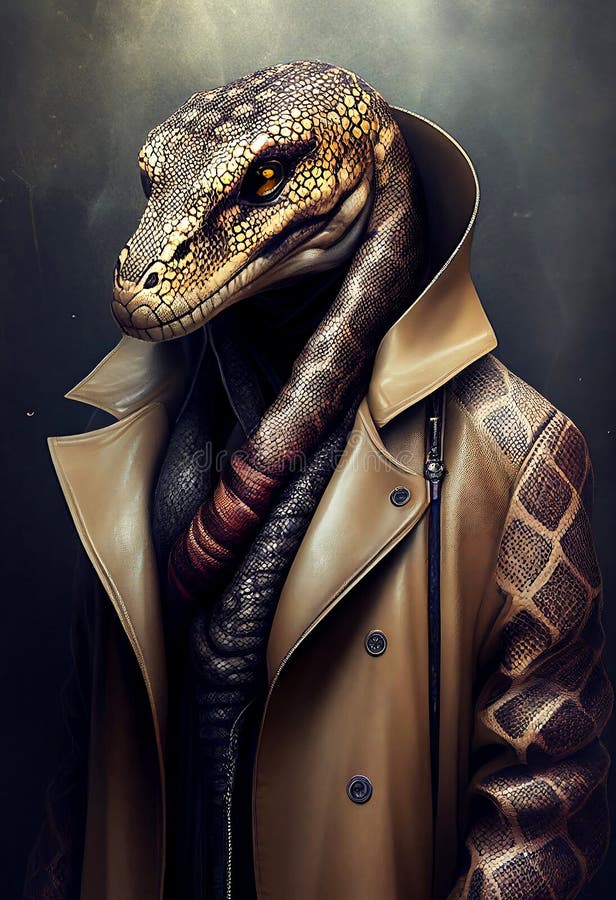 Portrait of a Snake in Human Stylish Clothes. Personification of Animal ...
