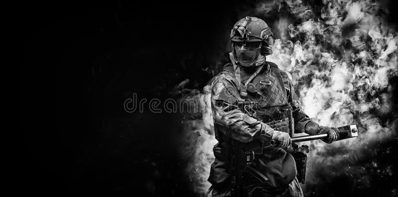 Portrait of a Special Forces Soldier Waving a Sledgehammer To Smash an  Obstacle. the Concept of Military Units Stock Photo - Image of operator,  security: 177974462