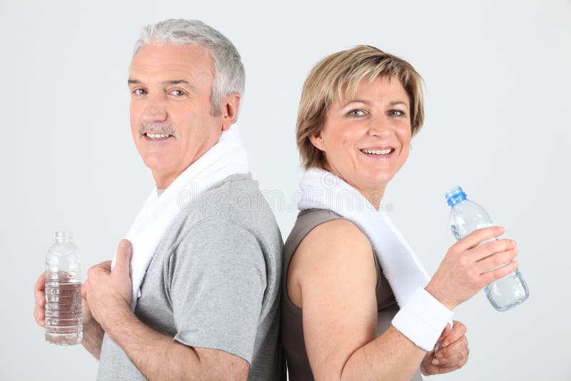 Portrait of a sporty senior couple royalty free stock photography