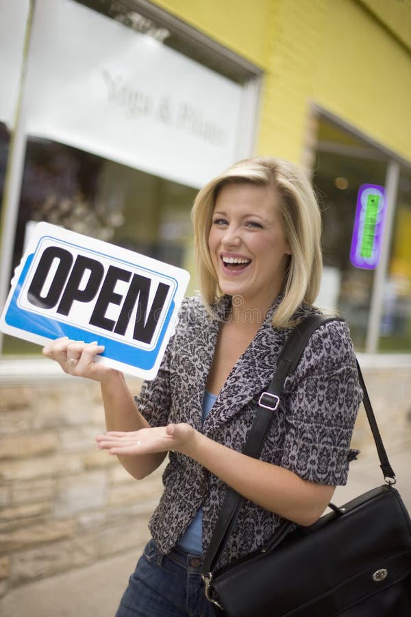 Portrait of store owner stock image