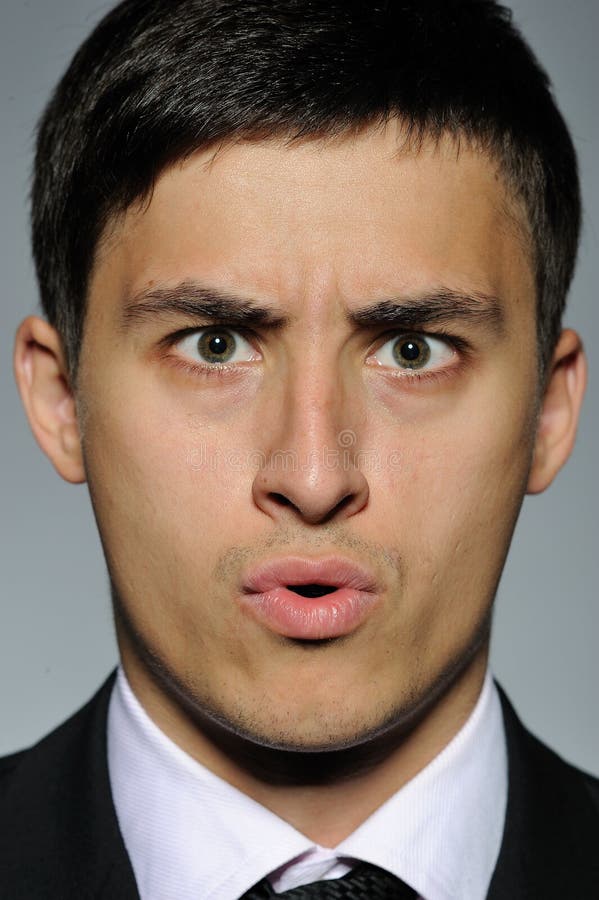 Portrait of stressed business man in formal suit royalty free stock photos