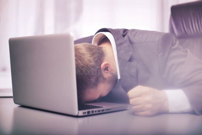 Portrait of a stressed business man instagram style stock image