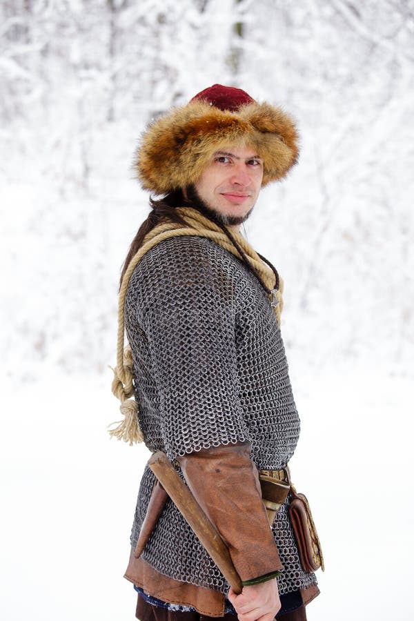 Portrait Strong Viking Warrior Winter Woods Battle Scandinavian ...