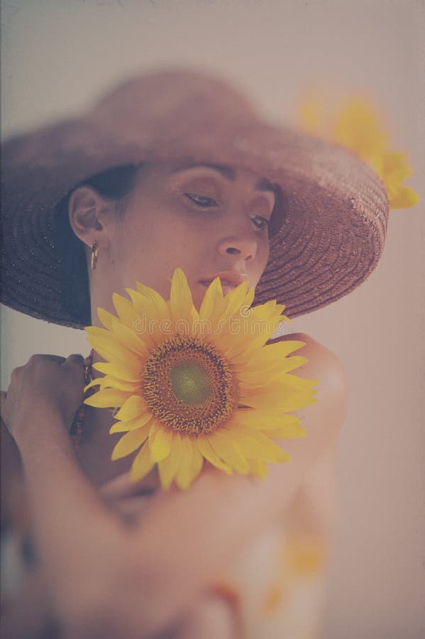 Portrait with sunflower