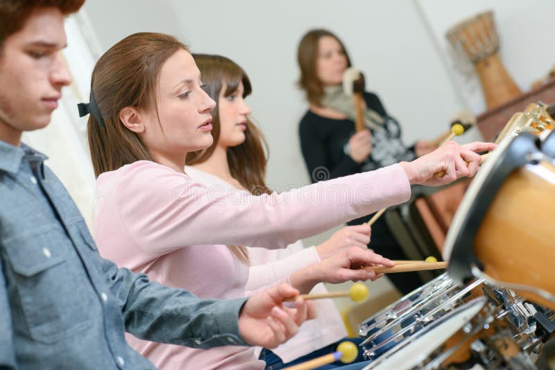 Portrait Teacher during Percussion Lesson Stock Photo Image of