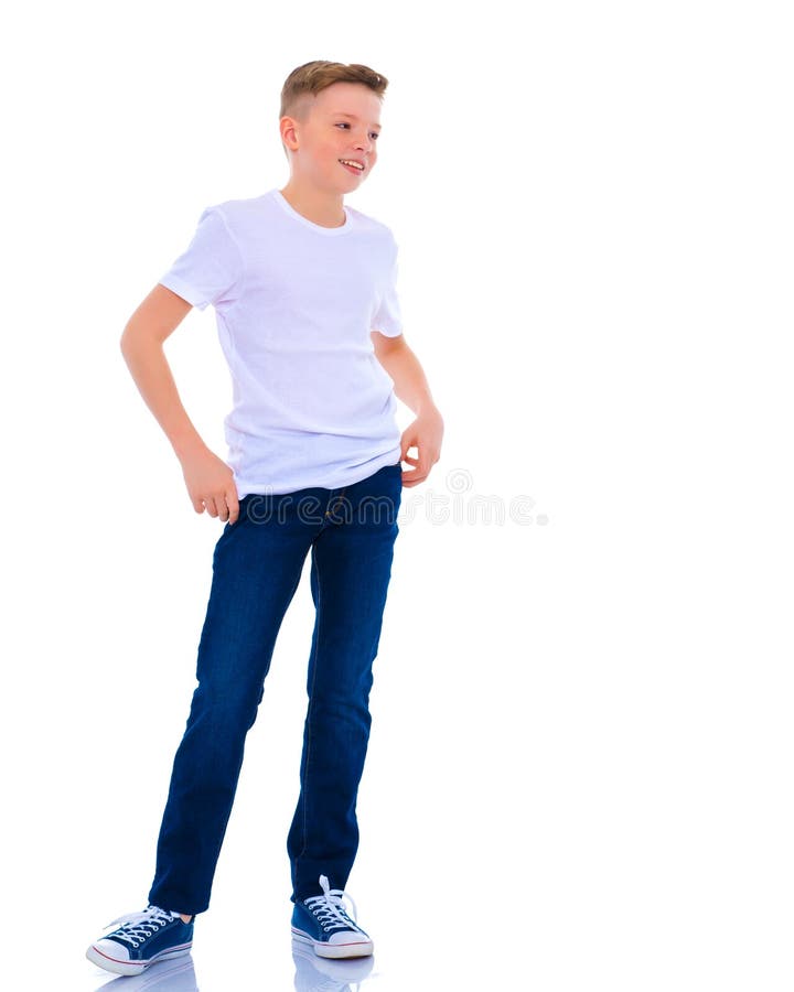 Portrait of a Teenager Boy in Full Growth. Stock Image - Image of ...